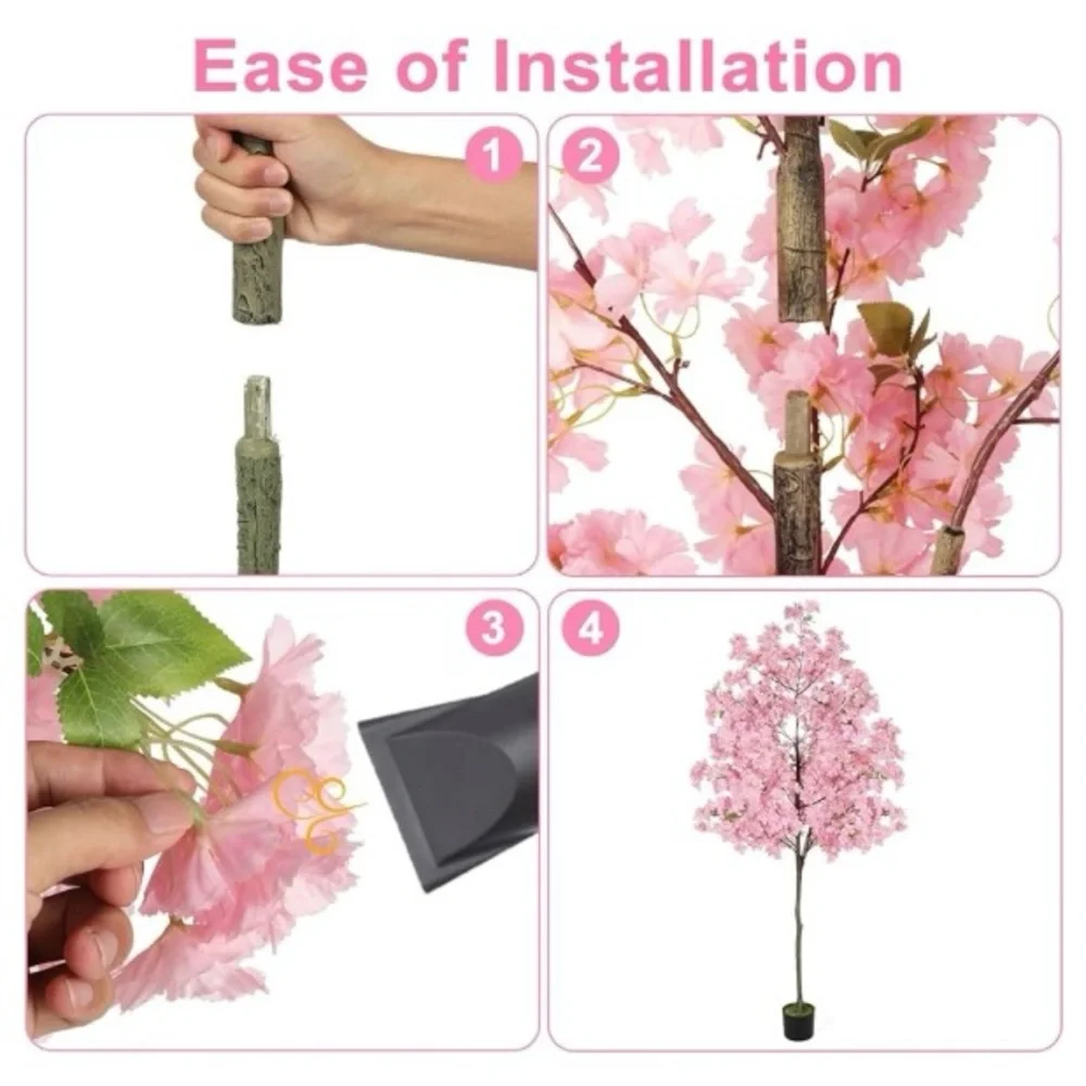 🍂2 NEW Artificial Pink Cherry Blossom Tree